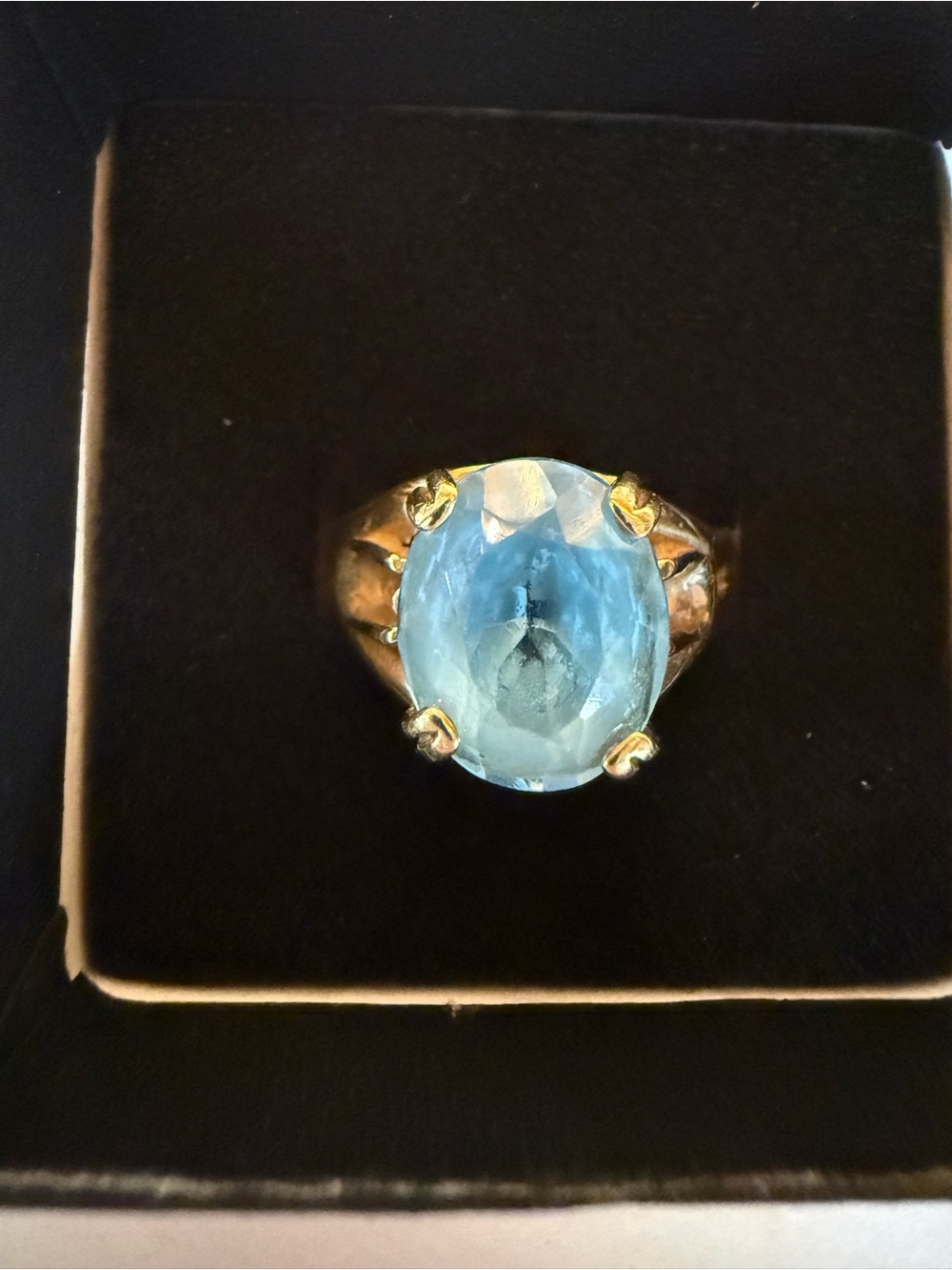 Blue Gemstone Gold Ring - Elegant Women's Statement Ring